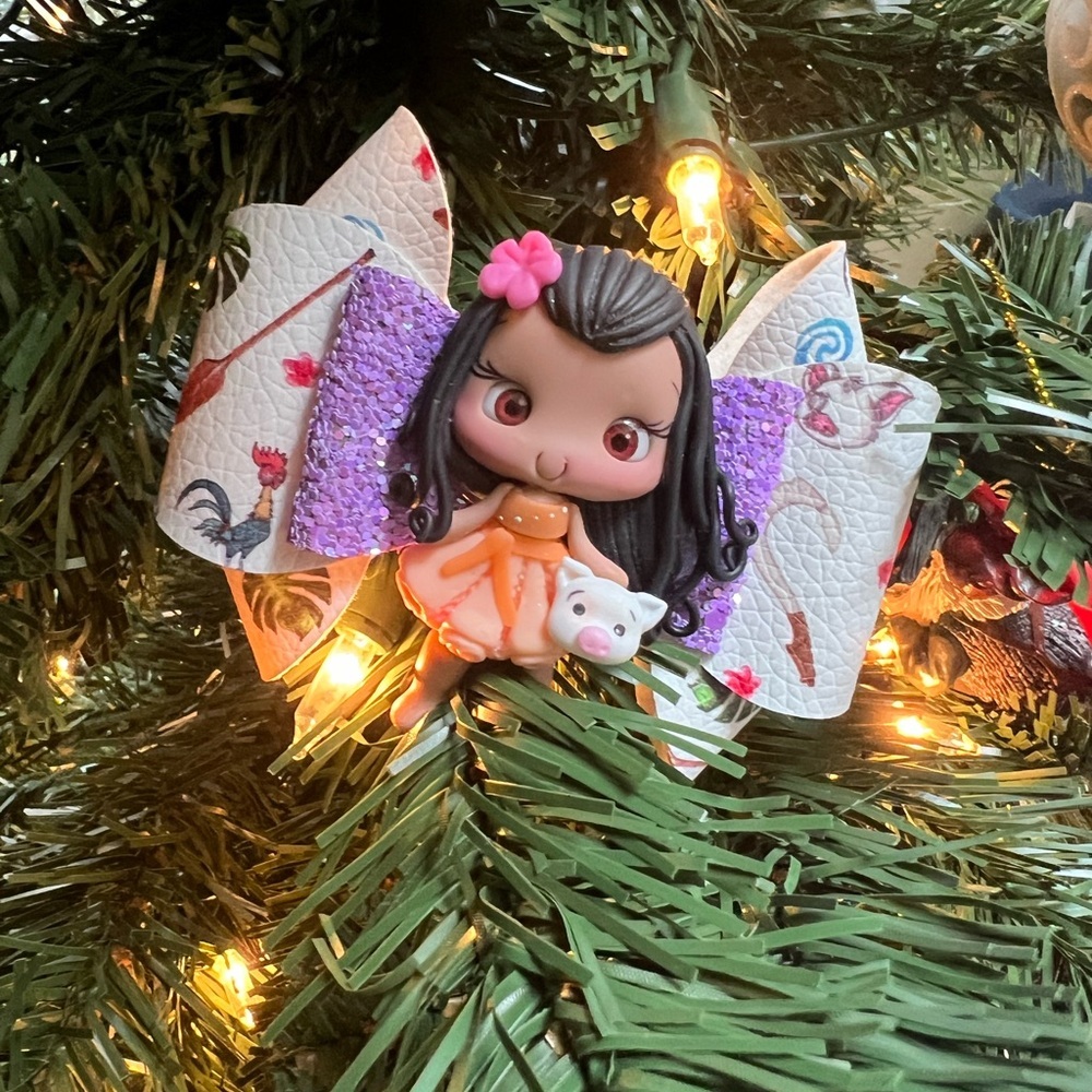 Disney Moana Hair Bow with Purple and Orange Accents